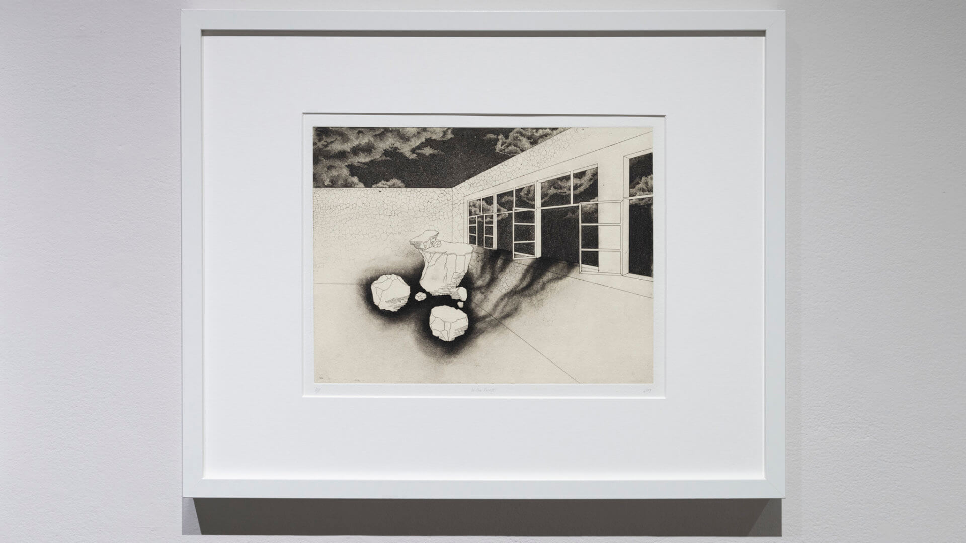 In the Dust V by Jill Ho-You. Etching, aquatint, spit bite and chine collé. 16 x 20". 2015. Image credit: Sarah Fuller.