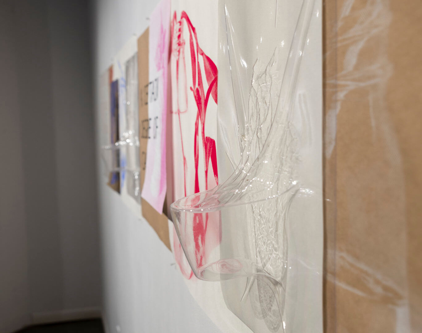 Detail of Living With by April Dean. Screen prints and plastic vacuum forms. Approx. 24 x 13'. 2021. Image credit: Sarah Fuller.