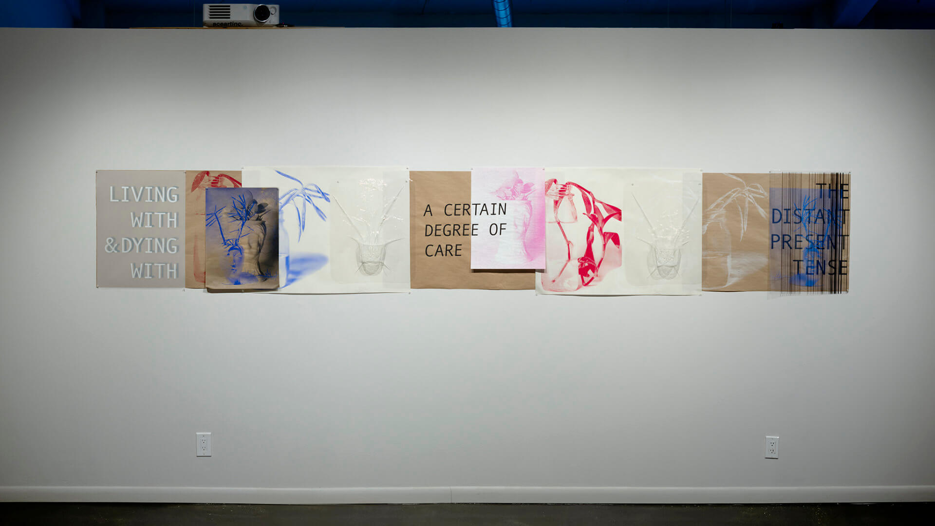 Living With by April Dean. Screen prints and plastic vacuum forms. Approx. 24 x 13'. 2021. Image credit: Sarah Fuller.